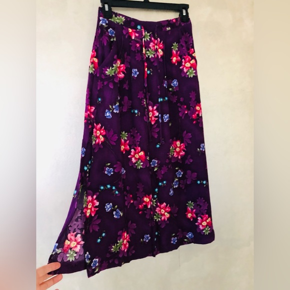 Jaclyn Smith Hawaiian Floral Skirt size S Midi Tie Elastic Waist wrinkle fabric - Picture 2 of 15